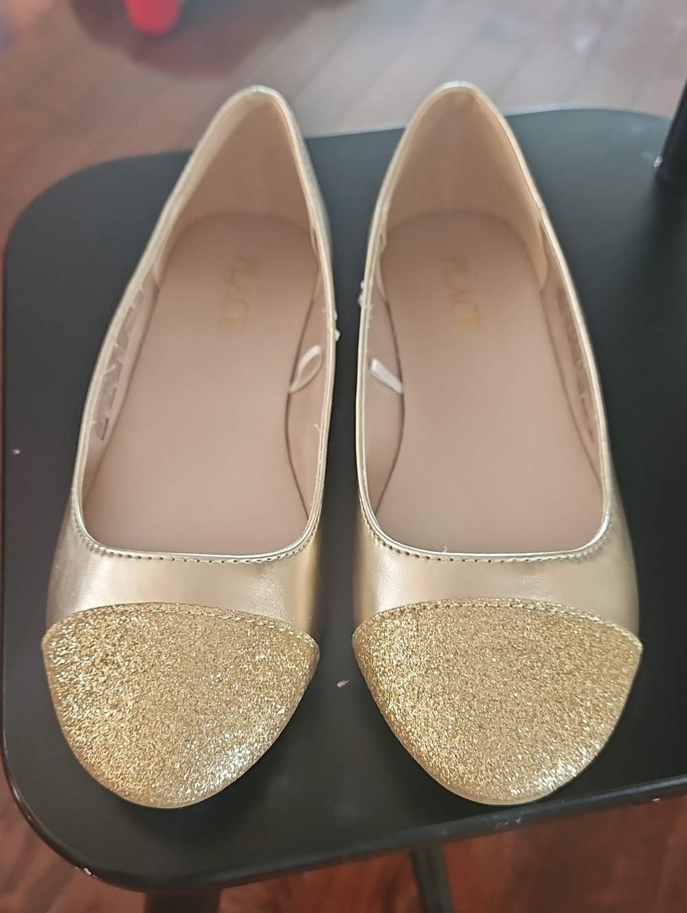 The Children's Place Gold Glitter Toe Ballet Flats - Girls